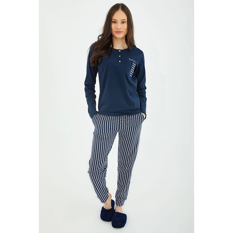 Pierre Cardin 8408 Striped Lacivert Kadin Uzun Kol Pijama Takim Pa392752778 Pierre Cardin 8408 Striped Lacivert Kadin Uzun Kol Pijama Takim Pa392752778