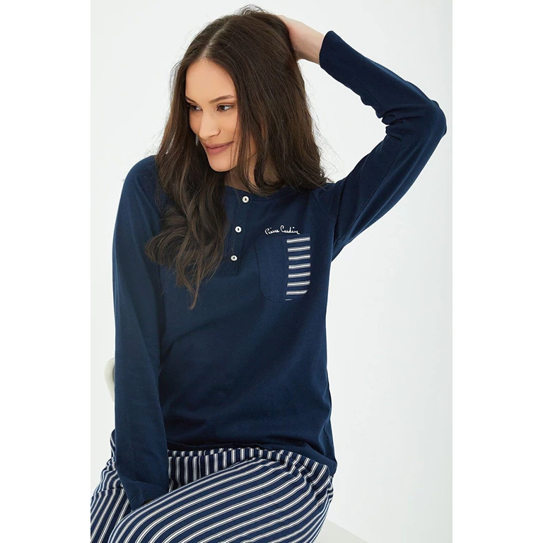 Pierre Cardin 8408 Striped Lacivert Kadin Uzun Kol Pijama Takim Ps392752792 Pierre Cardin 8408 Striped Lacivert Kadin Uzun Kol Pijama Takim Ps392752792
